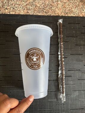 Starbucks White Plastic Cup with Original Logo from the Seattle Marketplace
